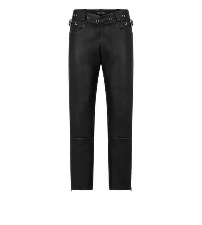 Pantalon motard en cuir grainé Pantalon motard en cuir grainé