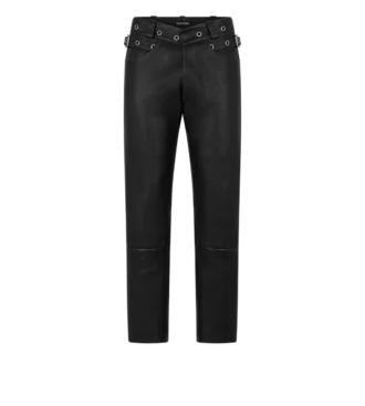 Pantalon motard en cuir grainé