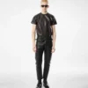 Pantalon motard en cuir grainé Pantalon motard en cuir grainé