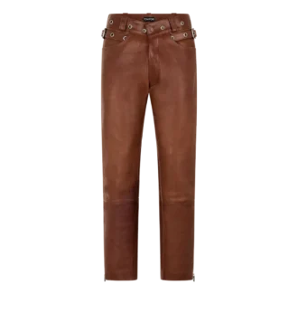 Pantalon motard en cuir grainé de buffle