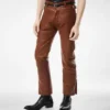 Pantalon motard en cuir grainé de buffle Pantalon motard en cuir grainé de buffle