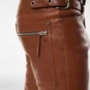 Pantalon motard en cuir grainé de buffle Pantalon motard en cuir grainé de buffle