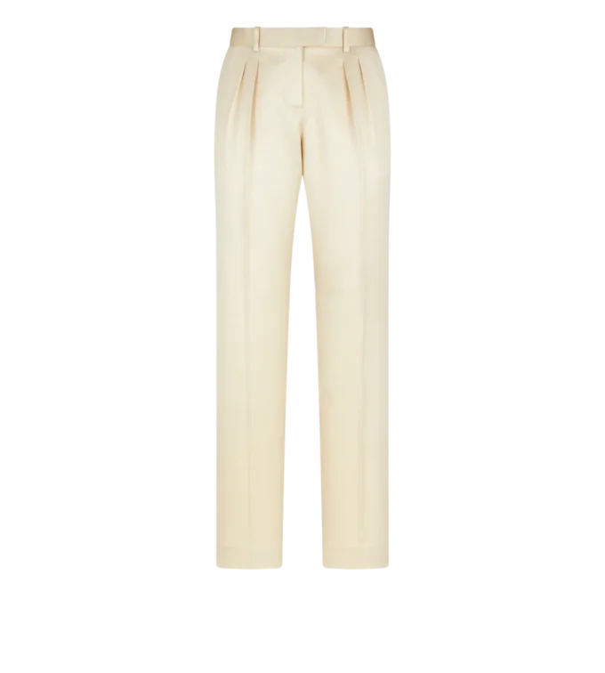 Pantalon plissé ajusté en twill de soie et laine Pantalon plissé ajusté en twill de soie et laine