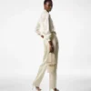 Pantalon plissé ajusté en twill de soie et laine Pantalon plissé ajusté en twill de soie et laine