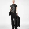 Pantalon plissé en laine élégante Pantalon plissé en laine élégante