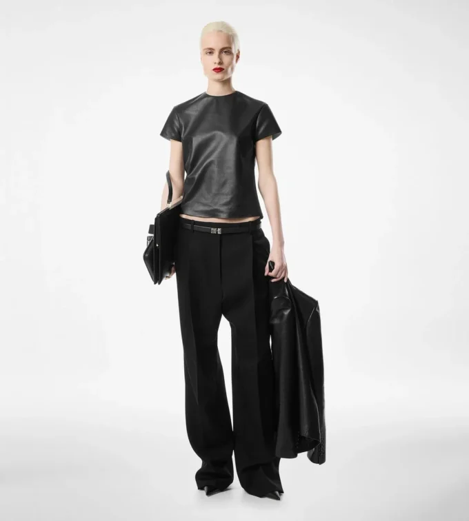 Pantalon plissé en laine élégante Pantalon plissé en laine élégante