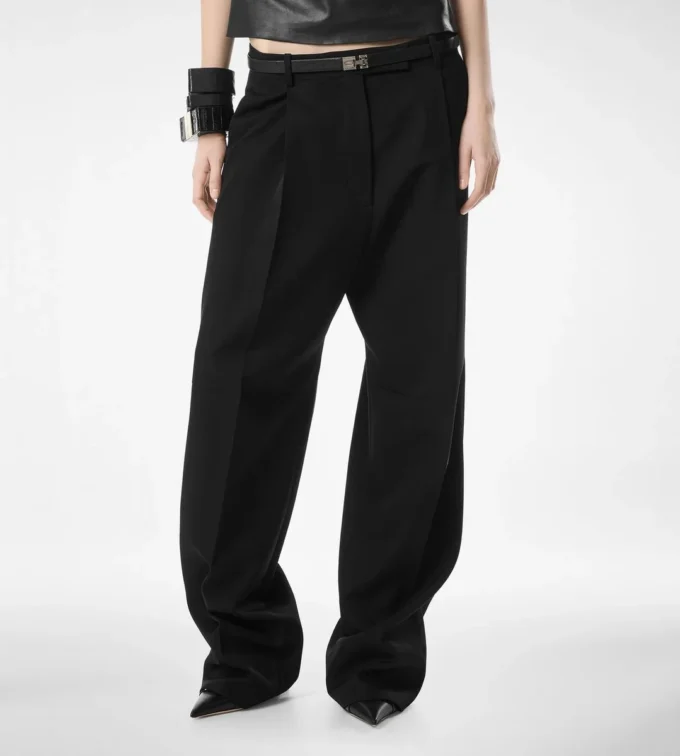 Pantalon plissé en laine élégante Pantalon plissé en laine élégante