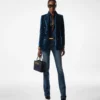 Pantalon évasé en denim brut stretch Pantalon évasé en denim brut stretch