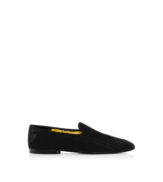Pantoufles Steven en velours rayé