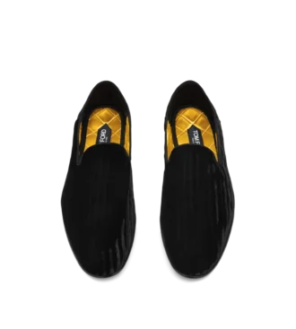 Pantoufles Steven en velours rayé