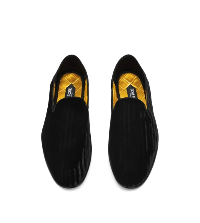 Pantoufles Steven en velours rayé