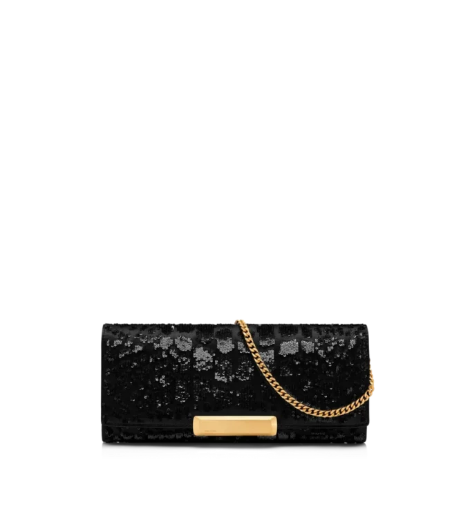 Pochette Bar brodée de paillettes effet croco Pochette Bar brodée de paillettes effet croco