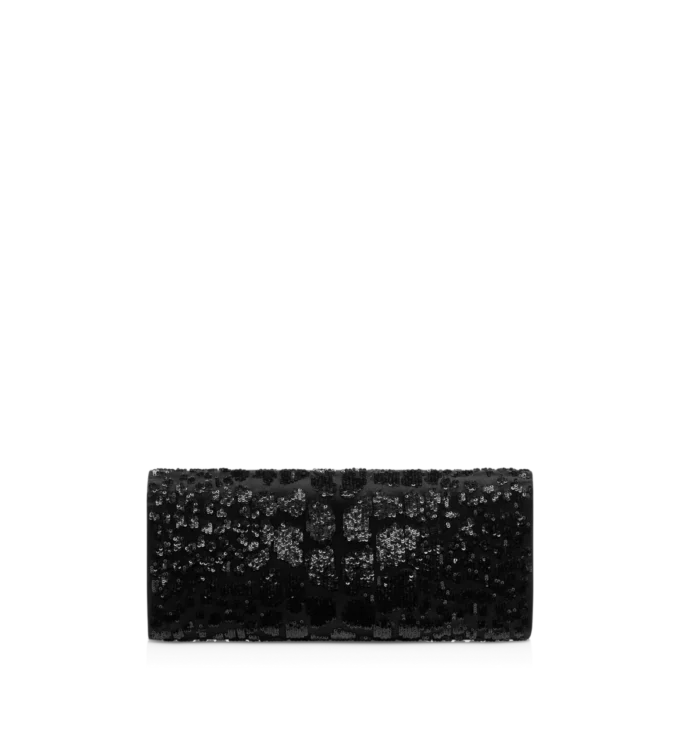 Pochette Bar brodée de paillettes effet croco Pochette Bar brodée de paillettes effet croco
