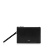 Pochette minimaliste en cuir grainé avec dragonne Pochette minimaliste en cuir grainé avec dragonne
