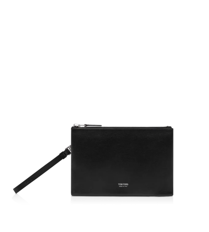 Pochette minimaliste en cuir grainé avec dragonne Pochette minimaliste en cuir grainé avec dragonne