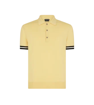 Polo en coton et soie à passepoil contrasté