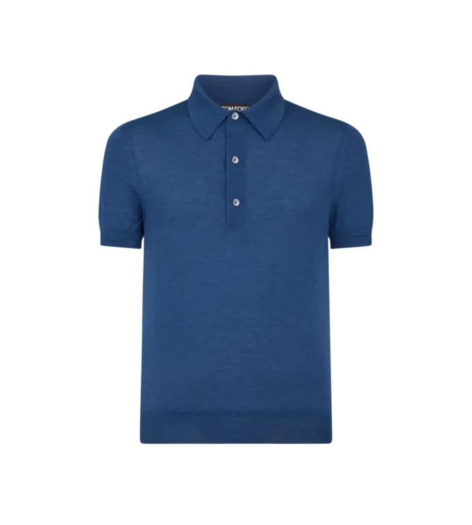 Polo en maille fine de cachemire et soie