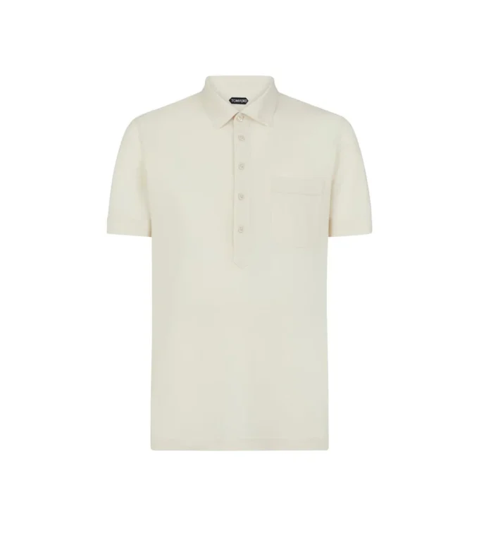 Polo en piqué mélangé soie
