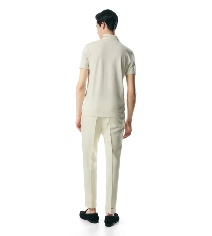 Polo en piqué mélangé soie