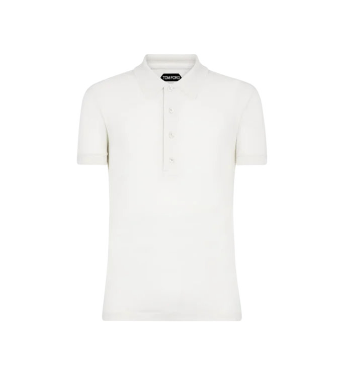 Polo à manches courtes en coton et cachemire