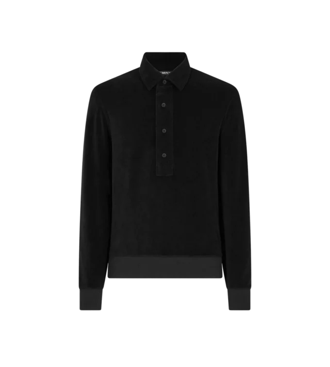 Polo à manches longues en tissu éponge
