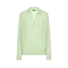 Polo oversize en cachemire et soie ultra-doux à col ouvert