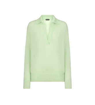 Polo oversize en cachemire et soie ultra-doux à col ouvert
