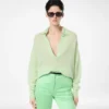 Polo oversize en cachemire et soie ultra-doux à col ouvert