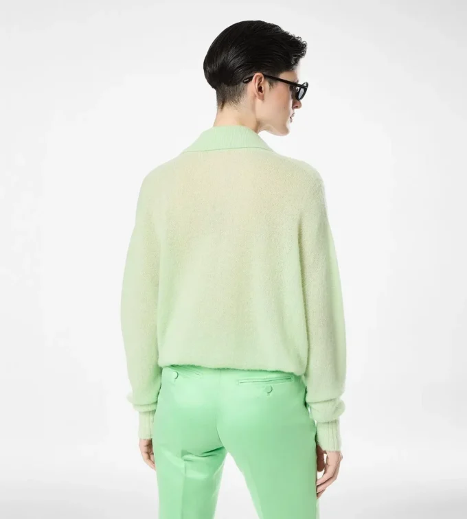 Polo oversize en cachemire et soie ultra-doux à col ouvert