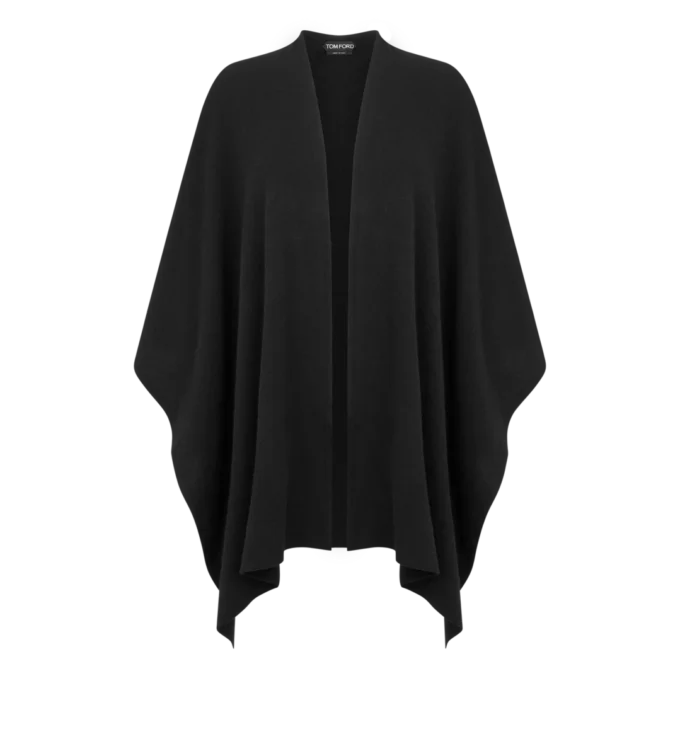 Poncho en cachemire avec logo Tf brodé ton sur ton