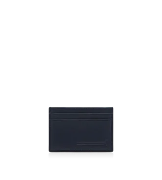 Porte-cartes classique allongé en cuir grainé souple avec ligne T