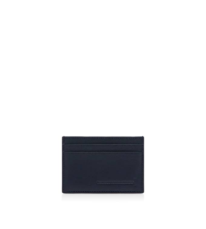 Porte-cartes classique allongé en cuir grainé souple avec ligne T
