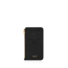 Porte-cartes zippé en cuir grainé naturel avec cadenas