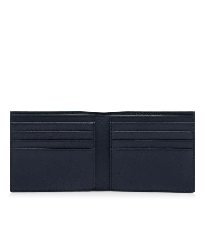 Portefeuille classique à deux volets allongé en cuir grainé souple