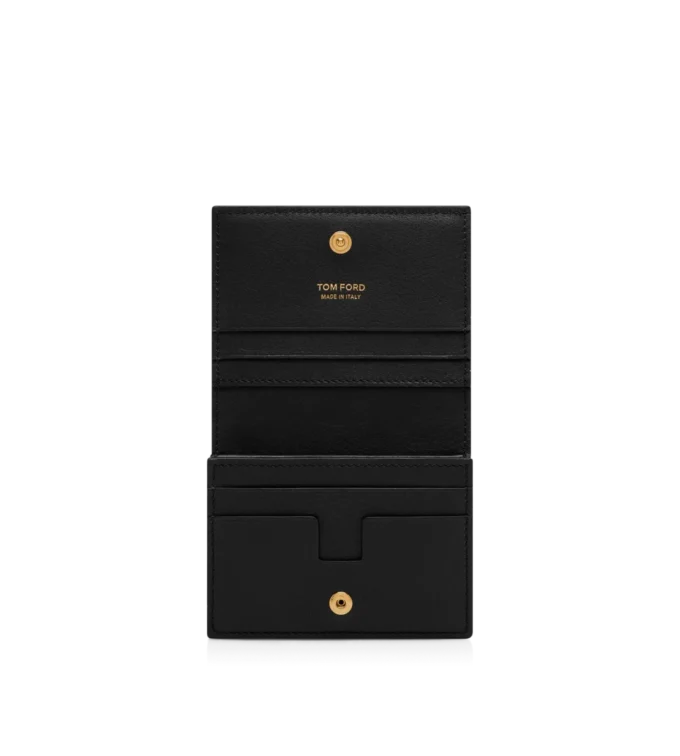 Portefeuille compact Padlock en cuir grainé naturel Portefeuille compact Padlock en cuir grainé naturel