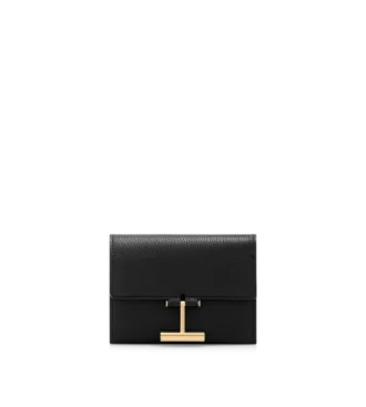 Portefeuille compact Tara en cuir grainé
