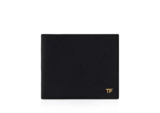 Portefeuille à deux volets en cuir grainé fin