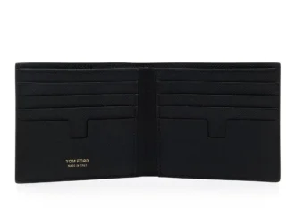 Portefeuille à deux volets en cuir grainé fin