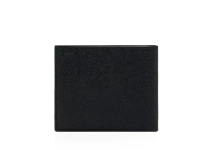 Portefeuille à deux volets en cuir grainé fin
