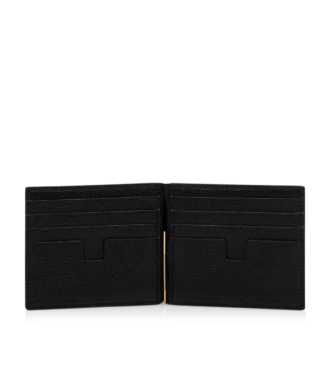 Portefeuille à pince à billets en cuir grainé