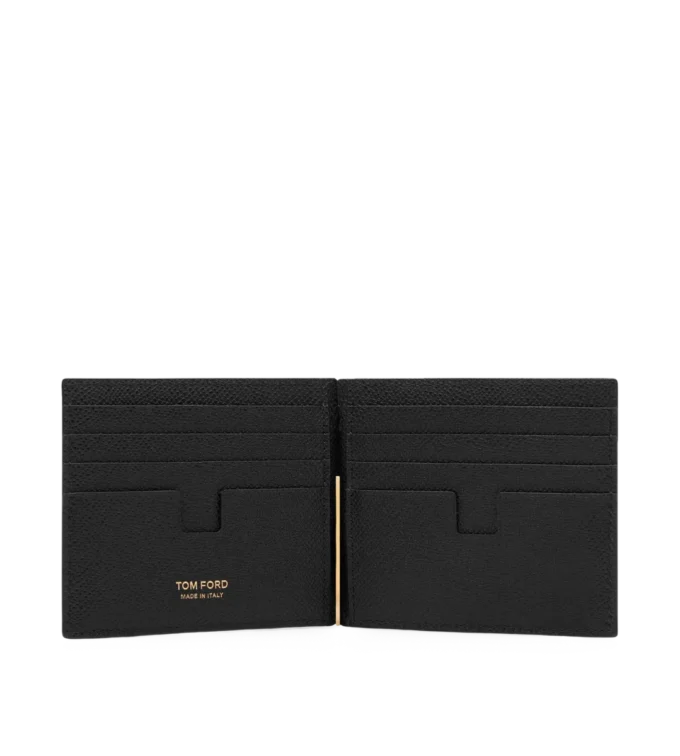 Portefeuille à pince à billets en cuir grainé