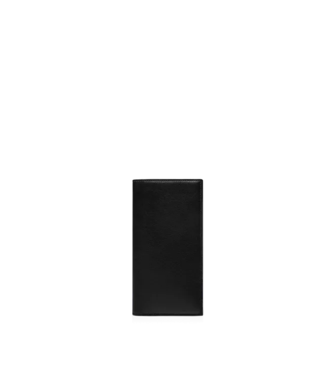 Portefeuille vertical en cuir grainé souple