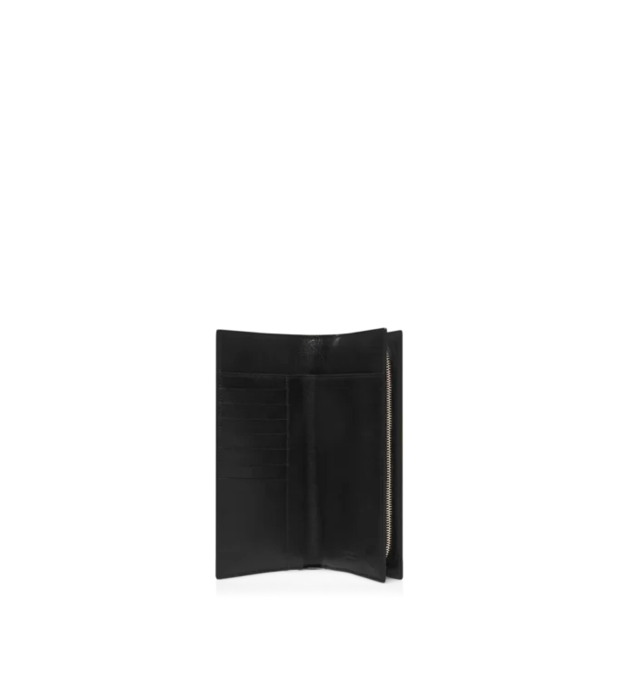 Portefeuille vertical en cuir grainé souple