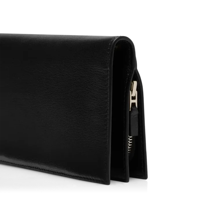 Portefeuille vertical en cuir grainé souple