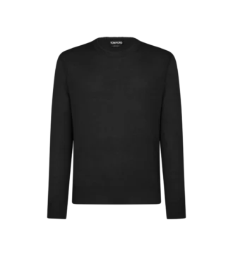 Pull à col rond en alpaga et soie sans coutures