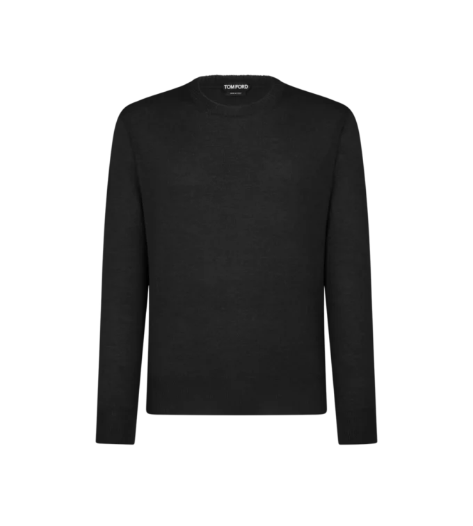 Pull à col rond en alpaga et soie sans coutures