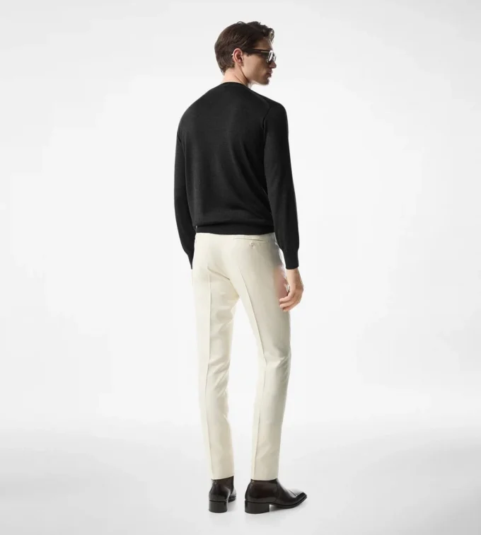 Pull à col rond en alpaga et soie sans coutures