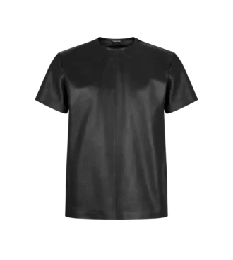 Pull à col rond en cuir nappa souple