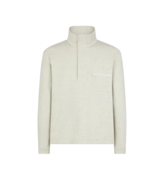 Pull demi-boutonné en coton, soie et cachemire