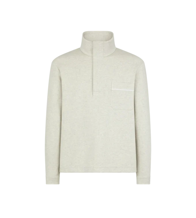 Pull demi-boutonné en coton, soie et cachemire Pull demi-boutonné en coton, soie et cachemire